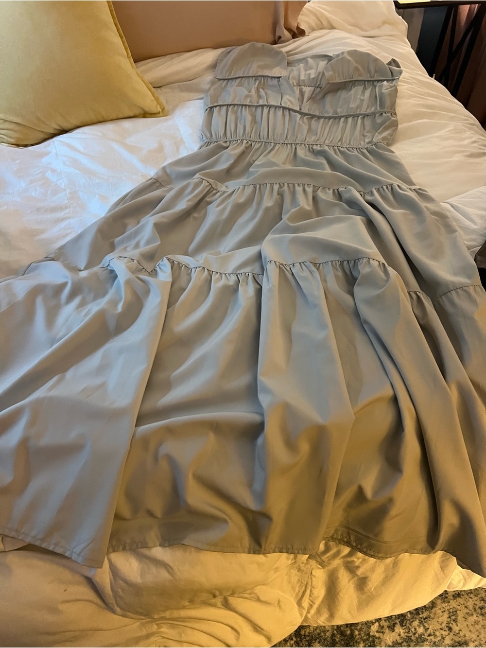 Xl grey Light grey v neck Tiered Maxi Dress